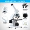 AmScope - M102C-PB10 40X-1000X Biological Compound Microscope with Prepared and Blank Slides for Student and Kids view 2
