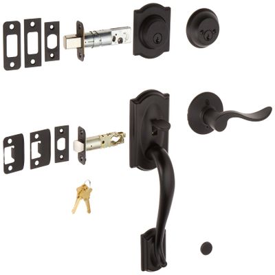 Schlage F62-CAM-ACC-RH Camelot Right Hand Double Cylinder Handleset with Accent, Matte Black
