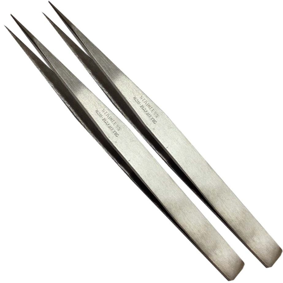 Non Magnetic Stainless Tweezers With Fine Tips - 4.75 Inches Long : ( Pack of 2 Pcs. )