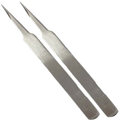 JEWEL TOOL (2 Pack) 4.25" Non-Magnetic Tweezers with Fine Tips | Extra Fine Point | Great For Electronics, Watch, Jewelry Repair