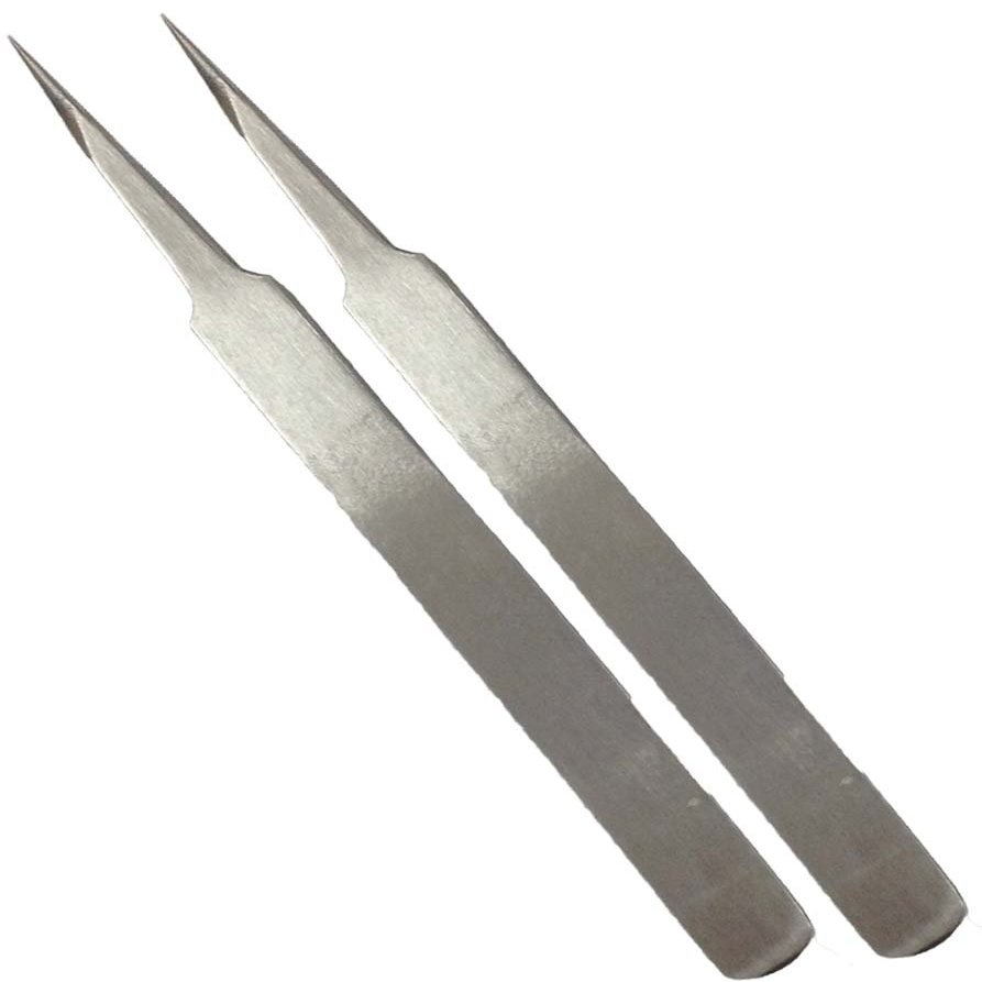JEWEL TOOL (2 Pack) 4.25" Non-Magnetic Tweezers with Fine Tips | Extra Fine Point | Great For Electronics, Watch, Jewelry Repair