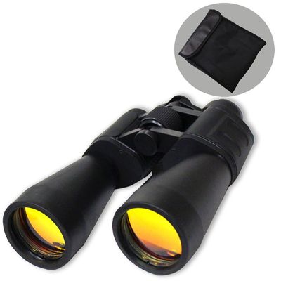 HUNTER 10X Power Black Binoculars with 60mm (2.5") Ruby Lenses | Enhanced Color Contrast and Light Refraction | Includes Lens Covers, Cleaning Cloth, Neck Lanyard, and Carrying Case