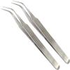 JEWEL TOOL (2 Pack) 4.75" (12cm) Non-magnetic Tweezers | Curved Sharp Tips | Brushed Stainless Steel | Precision for Electronics & Crafting view 1