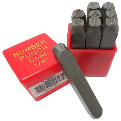 BENCH WIZARD 9 Piece Number Stamp Set | 1/8" (3mm) Size | Forged Metal | Interchangeable 6 & 9 | Organized in Plastic Box | Jewelry & Metal Personalization