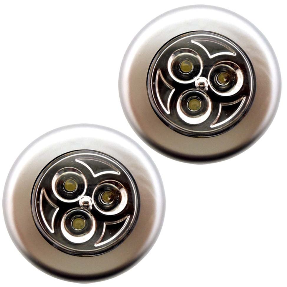 GLOW PRO 2 Pack Push Light | Push On/Push Off | Large Reflector | 3 Ultra Bright LEDs | Small and Compact Design | Batteries Not Included