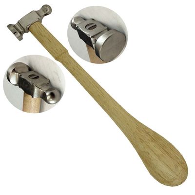 BENCH WIZARD Ballpein Chasing Hammer | 9.5" (24.1 cm) Wood Handle | 1-1/2" Flat & 7/8" Rounded Ends | Mirror-Finished Head | Jeweler's Precision Tool