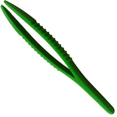 JEWEL TOOL (6 Pack) 5" (12.7cm) Green Plastic Tweezers | Lightweight | Non-magnetic | Ideal for Watch Batteries & Delicate Tasks