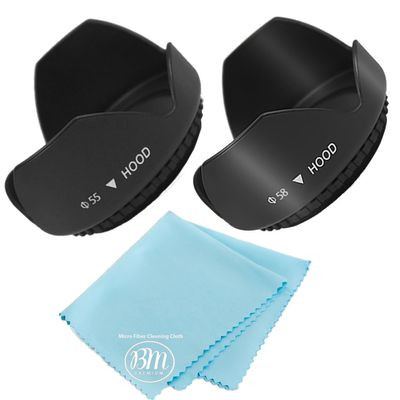 BM 55mm and 58mm Digital Tulip Flower Lens Hood Compatible with D3500, D5600, D3400 DSLR Camera with Nikon 18-55mm f/3.5-5.6G VR AF-P DX and Nikon 70-300mm f/4.5-6.3G ED