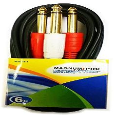 MAGNUM PRO MDJY1 PRO Series 6ft 1/4 Inch Mono Male Plug to Dual 1/4 Inch Mono Male Plug Cable