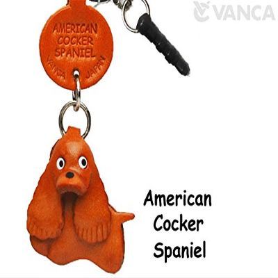 American Cocker Spaniel Dog Leather Dog Earphone Jack Accessory/Dust Plug/Ear Cap/Ear JackVANCA Made in Japan #47790