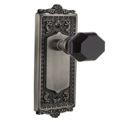 Nostalgic Warehouse 720603 Egg & Dart Plate Passage Waldorf Black Door Knob in Antique Pewter, 2.75