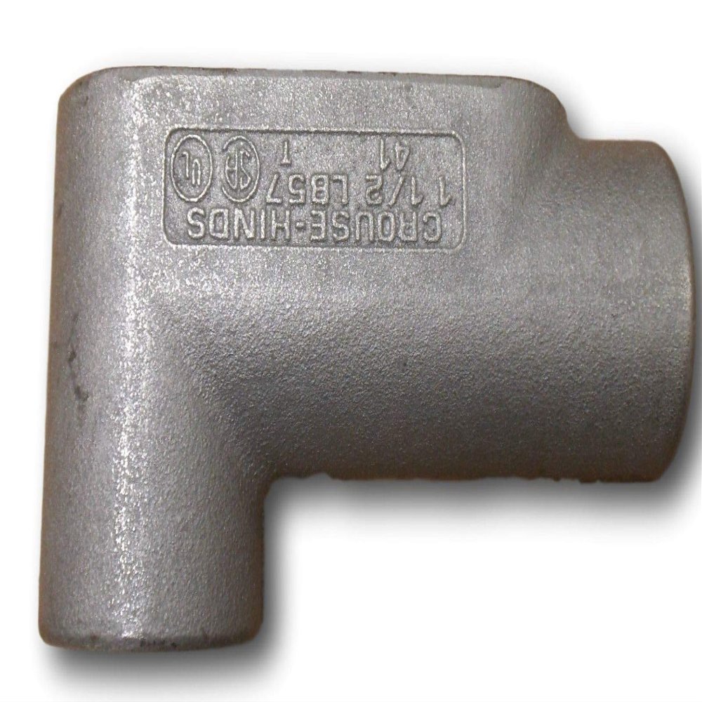 CROUSE HINDS LB57 Conduit Body, 1-1/2IN Threaded Ports, Iron Alloy, LB-Type
