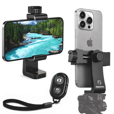 iPhone Tripod Mount Adapter with Bluetooth Remote - Fits All Phones