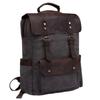 VASCHY Leather Laptop Backpack, Casual Canvas Campus Rucksack with 15.6 inch Laptop Compartment view 1