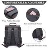 VASCHY Leather Laptop Backpack, Casual Canvas Campus Rucksack with 15.6 inch Laptop Compartment view 4