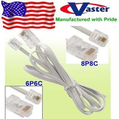 SuperEcable - SKU - 20044 - Made in USA Telephone RJ11 6P4C to RJ45 8P8C Connector Plug Cable, 6 Ft