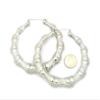 Classic Bamboo 4" Hoop Door Knocker Earrings, Silver-Tone view 1