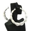 Classic Bamboo 4" Hoop Door Knocker Earrings, Silver-Tone view 3