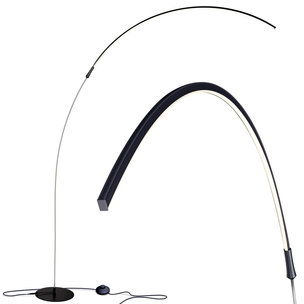 Brightech Sparq Arc Floor Lamp, Ultra Bright Lamp for Living Rooms & Offices 3-Way Dimmable Smart, Tall Contemporary Standing Lamp for Reading in Bedrooms - Black