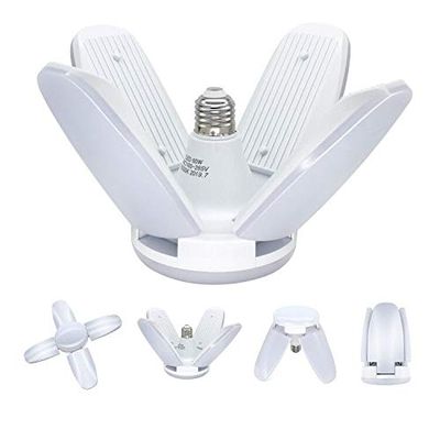 Exulight 60W LED Ceiling Light - 6000LM Daylight, Deformable Bulbs - E26/E27 Shop Lights for Barn, Warehouse, Workshop