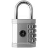 Padlock 4 Digit Combination Lock - for Gym School Locker, Outdoor Gate, Shed, Fence, and Storage - Weatherproof Metal - Keyless, Easy to Set, Resettable - Silver view 1