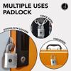 Padlock 4 Digit Combination Lock - for Gym School Locker, Outdoor Gate, Shed, Fence, and Storage - Weatherproof Metal - Keyless, Easy to Set, Resettable - Silver view 2