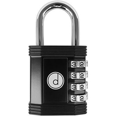 4-Digit Combination Padlock Weatherproof Metal Keyless Lock Black