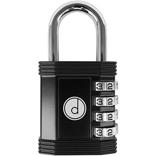 4-Digit Combination Padlock Weatherproof Metal Keyless Lock Black