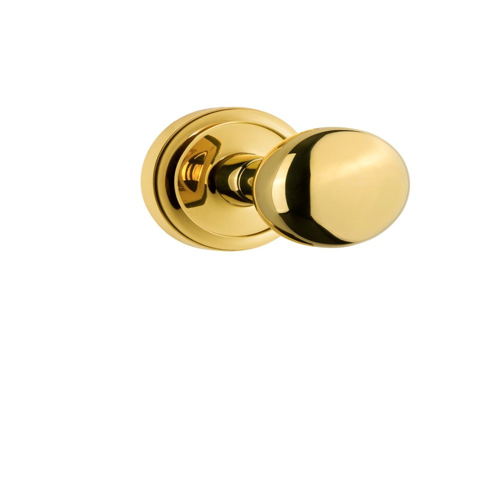 Grandeur 820268 Circulaire Rosette Privacy with Fifth Avenue Knob in Polished Brass, Privacy - 2.375