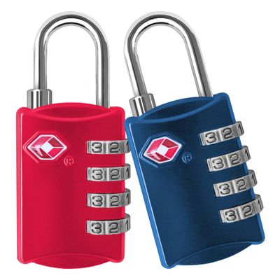Desired Tools TSA Luggage Locks 2 Pack 4-Digit Steel Red/Blue