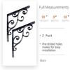 NACH Decorative Shelf Brackets, 2 Pack of 10 x 0.9 x 10 inch, Black Cast Iron Shelving Brackets - Metal Shelf Brackets for Wall - Victorian Scroll Shelf Bracket view 3