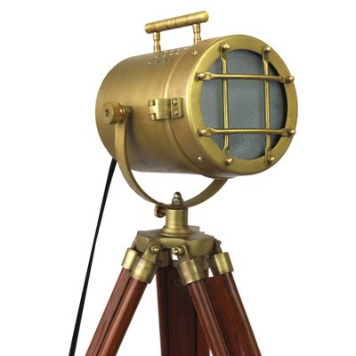 collectiblesBuy Vintage Model Small Searchlight Wooden Antique Tripod Style Lamps LED Spotlights Desktop Lamp Home & Office Decor