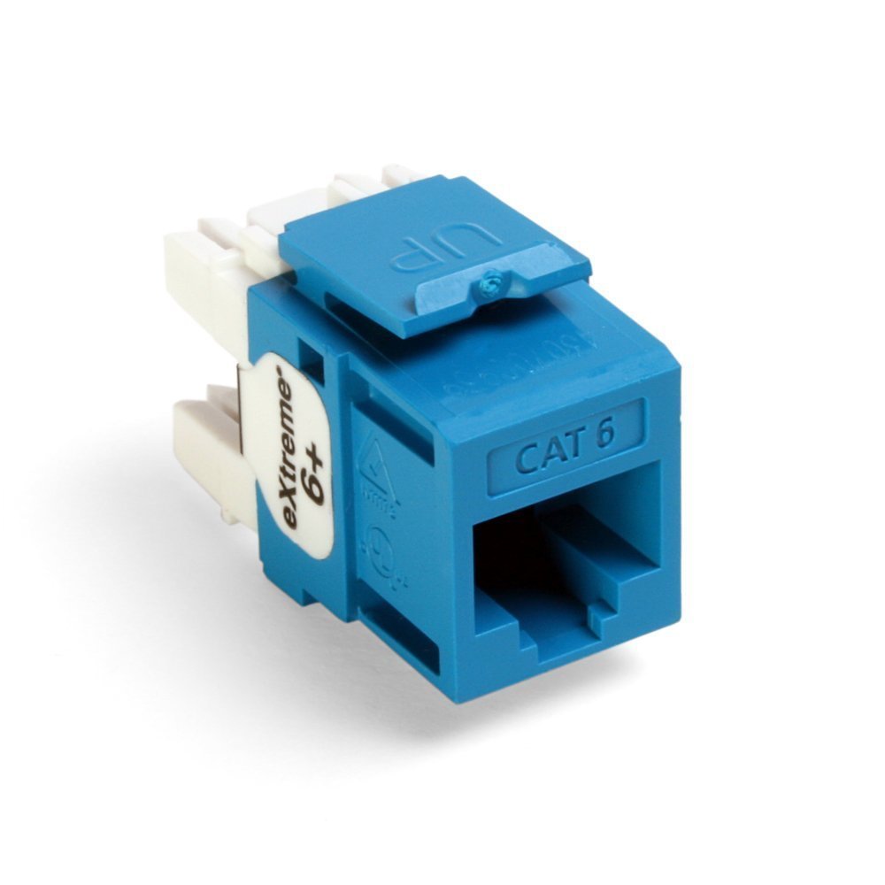 Leviton Extreme 6+ QuickPort Connector, CAT 6, 10-Pack, 61110-OL6, Blue