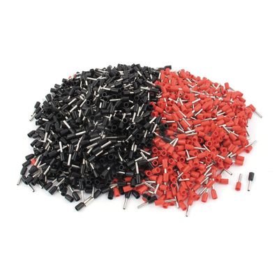 uxcell 2000Pcs Wire Crimp Connector Insulated Ferrule Red Black E1008 18AWG