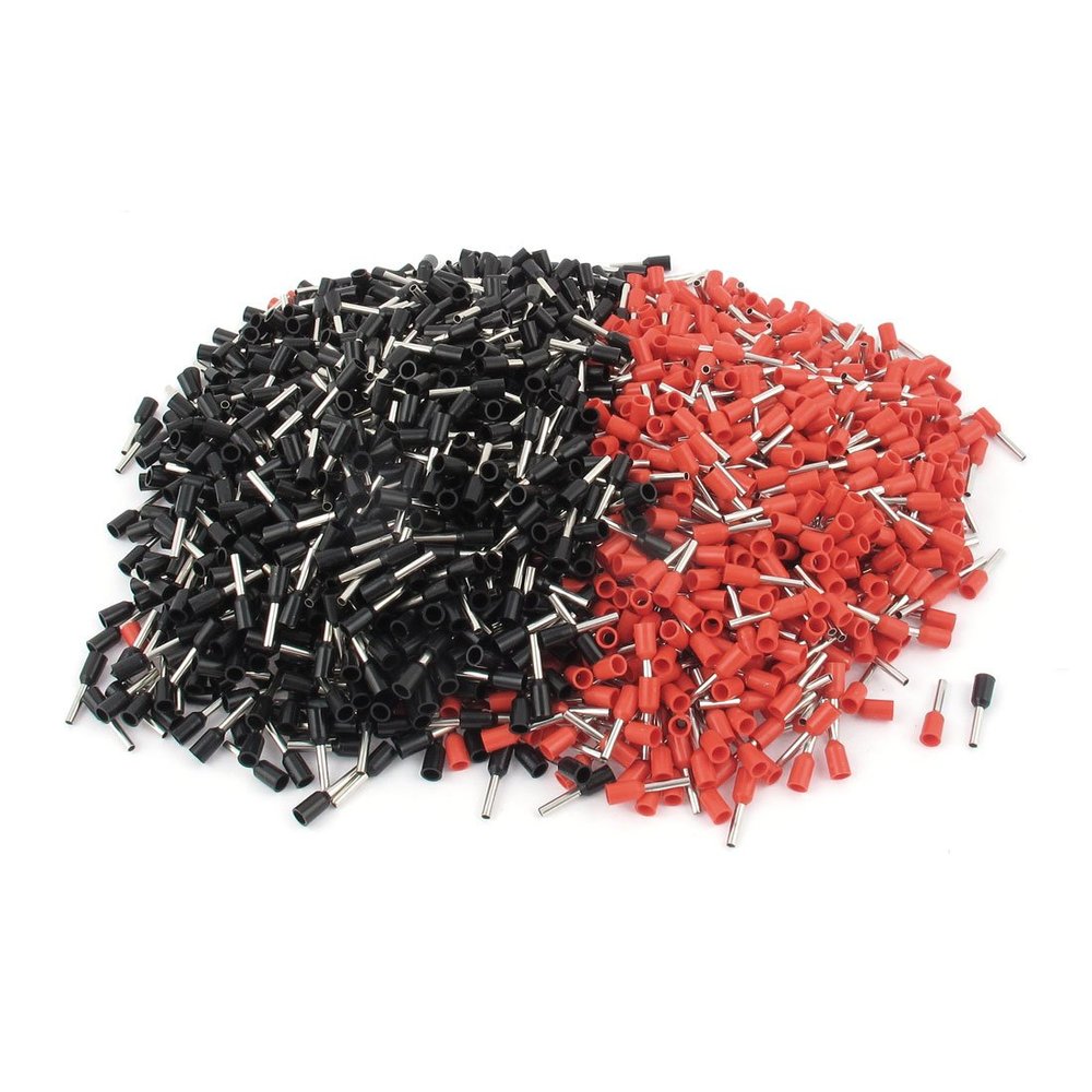 uxcell 2000Pcs Wire Crimp Connector Insulated Ferrule Red Black E1008 18AWG