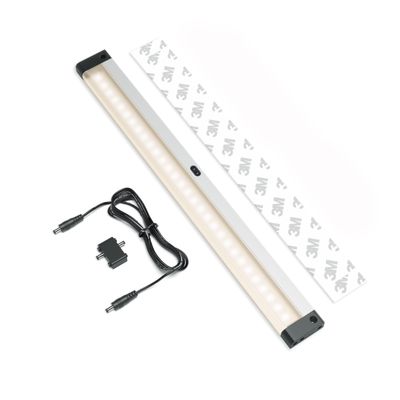 EShine 12 inch LED Dimmable Under Cabinet Lighting Strip with Hand Wave Motion Sensor, Black, with Accessories (No Power Supply Included), Warm White (3000K)