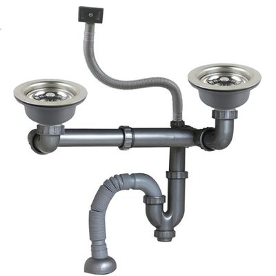 Rear Position Dual Sink U bend with release Nut Drain Kit