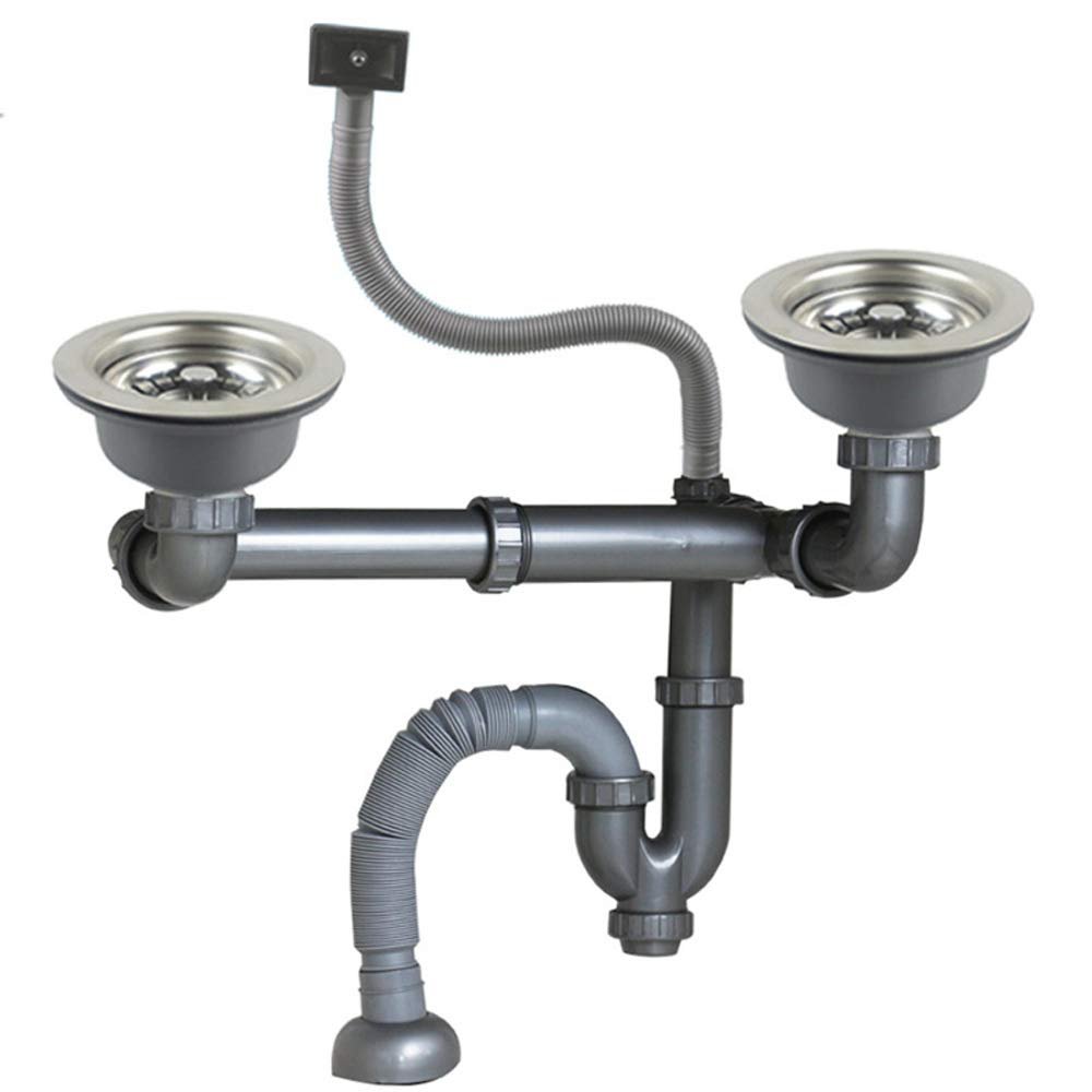 Rear Position Dual Sink U bend with release Nut Drain Kit