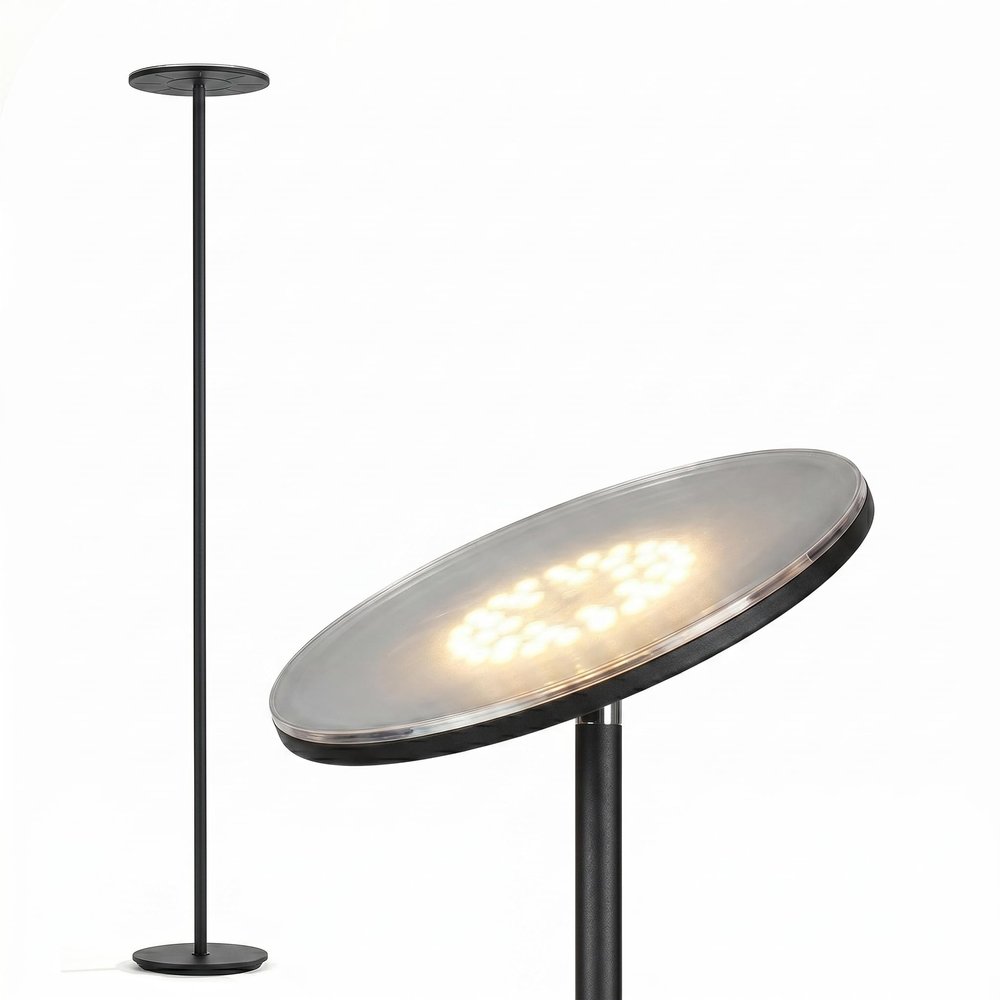 Brightech Sky Flux Dimmable LED Floor Lamp Super Bright Floor Lamp with 3 Light Modes for Living Room, Office Torchiere Standing Touch-Lamp, Tall Torch Lamp for Bedroom & Reading Black