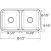 Moen G18252 1800 Series 32" x 18" Steel 18 Gauge Double Bowl Sink Featuring Low-Profile Divide, Stainless view 2