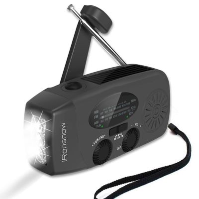iRonsnow Solar Emergency Hand Crank Weather Radio, 2000mAh NOAA AM/FM