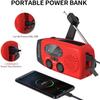 iRonsnow Solar Emergency Hand Crank Weather Radio, Portable Self Powered NOAA AM/FM Radios with SOS Alarm LED Flashlight 2000mAh Smart Phone USB Charger for Camping (Red) view 4