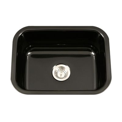 Houzer Porcela Black Porcelain Enamel Steel Kitchen Sink: 23 Inch Undermount Single Bowl Sink, Durable & Versatile, Essential for Home and Apartment: PCS-2500 BL