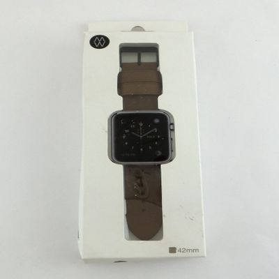 Monowear Leather Band in Brown for 42MM Apple Watch series 1 & 2 in Space Gray finish