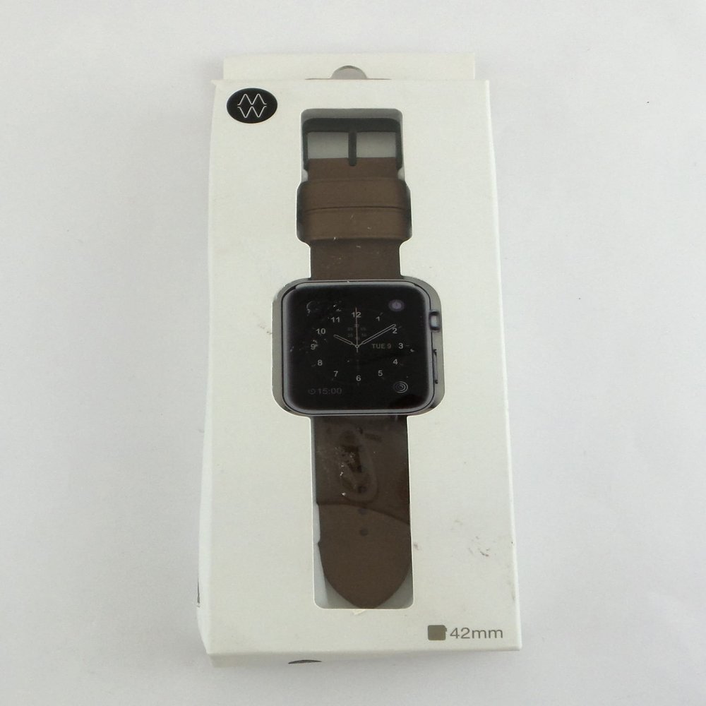 Monowear Leather Band in Brown for 42MM Apple Watch series 1 & 2 in Space Gray finish
