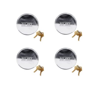 NU-SET 2-7/8 Inch Heavy Duty Solid Steel Hockey Puck Padlock with Hardened Reinforced shackle for superior cut resistance.Hidden Shackle Design resists pulling and prying, Chrome Finish,4 piece,5373-3
