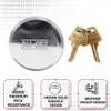 NU-SET 2-7/8 Inch Heavy Duty Solid Steel Hockey Puck Padlock with Hardened Reinforced shackle for superior cut resistance.Hidden Shackle Design resists pulling and prying, Chrome Finish,4 piece,5373-3 view 3