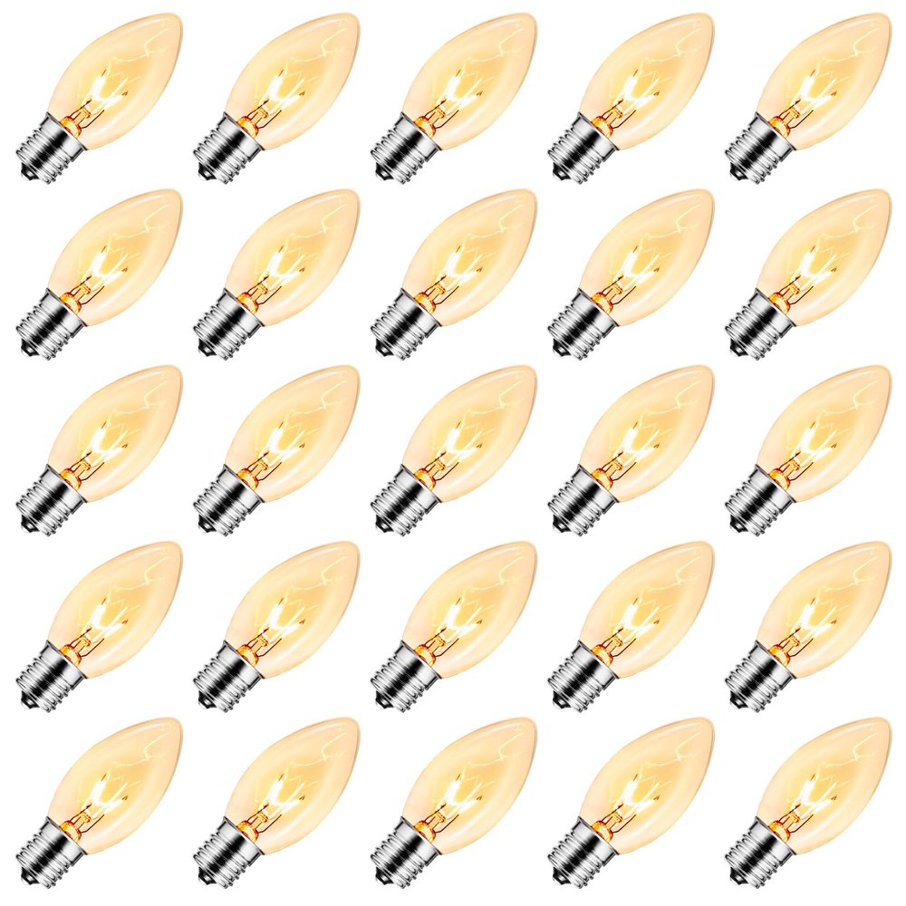 Brightown 50PCS Incandescent C9 Light Bulbs, Christmas C9 Replacement Bulbs