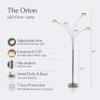 Brightech Orion Arc Floor Lamp for Living Room, Tree Floor Lamp with 5 Adjustable Arms, Multi-Head Standing Lamp with Flexible Rotating LEDs for Bedroom, Dorm - Bright Hanging Lighting - Satin Nickel view 3