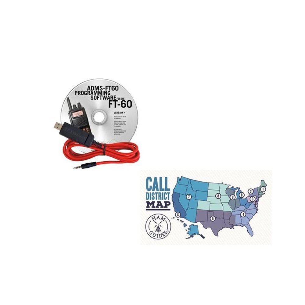 Yaesu SOFTWARE & CABLE FOR FT-60/USB and Ham Guides TM Pocket Reference Card Bundle